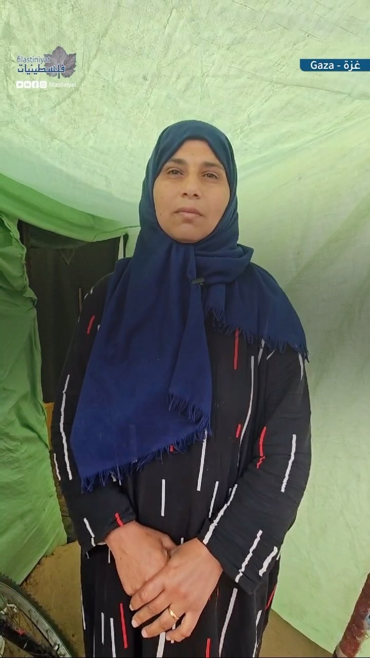 sahar-abu-taima,-41-years-old,-a-displaced-woman-from-khuza’a,-speaks-about-the-difficult-conditions-in-the-displacement…