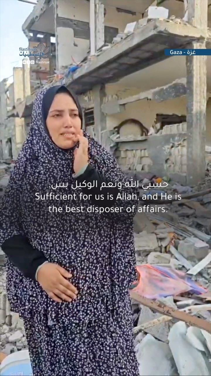 um-ahmed-asfour,-31-years-old,-speaks-about-the-bombing-of-her-family’s-home-in-the-town-of-abasan,-east-of-khan-yunis.
…
